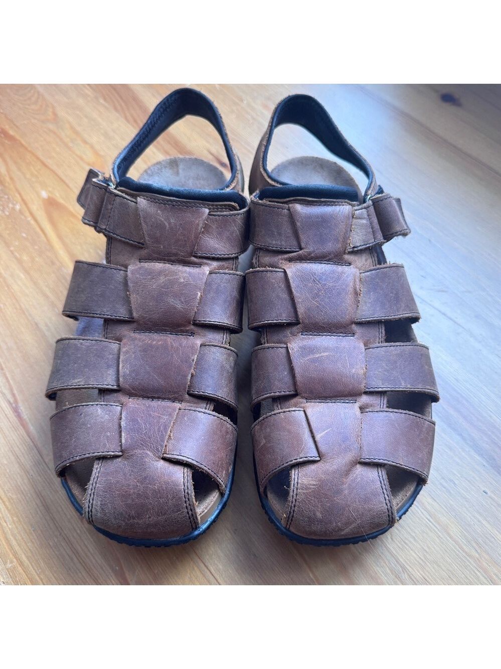 Quoddy brown leather sandals size 10